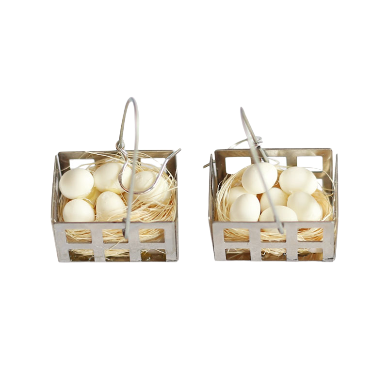 手作饰品搞怪趣味迷你鸡蛋耳环耳夹夸张复古耳环