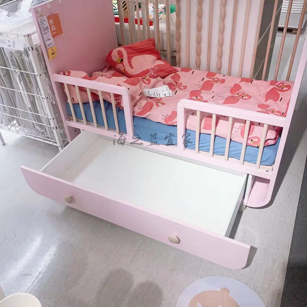 宜家国内代购穆尔拉带抽屉婴儿床多功能宝宝新生婴儿床