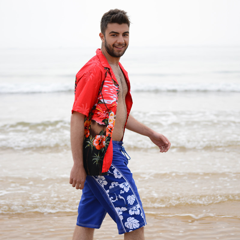 新款夏威夷沙滩衬衣男款短袖休闲印花衬衫夏季衬衫