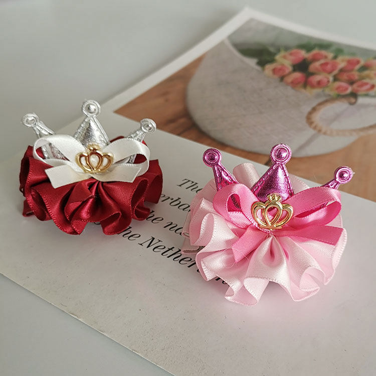 韩版立体缎带蕾丝皇冠皇冠发发夹周岁发饰婴儿发饰