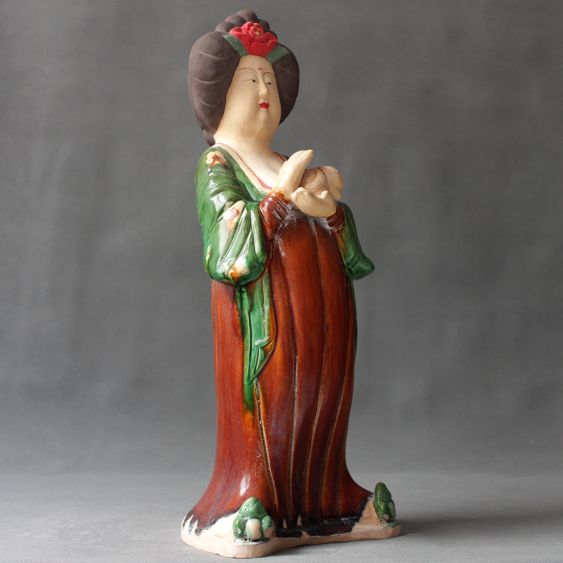 陶瓷仕女陶俑摆件唐三彩仿古侍女胖妞收藏家居饰品摆件
