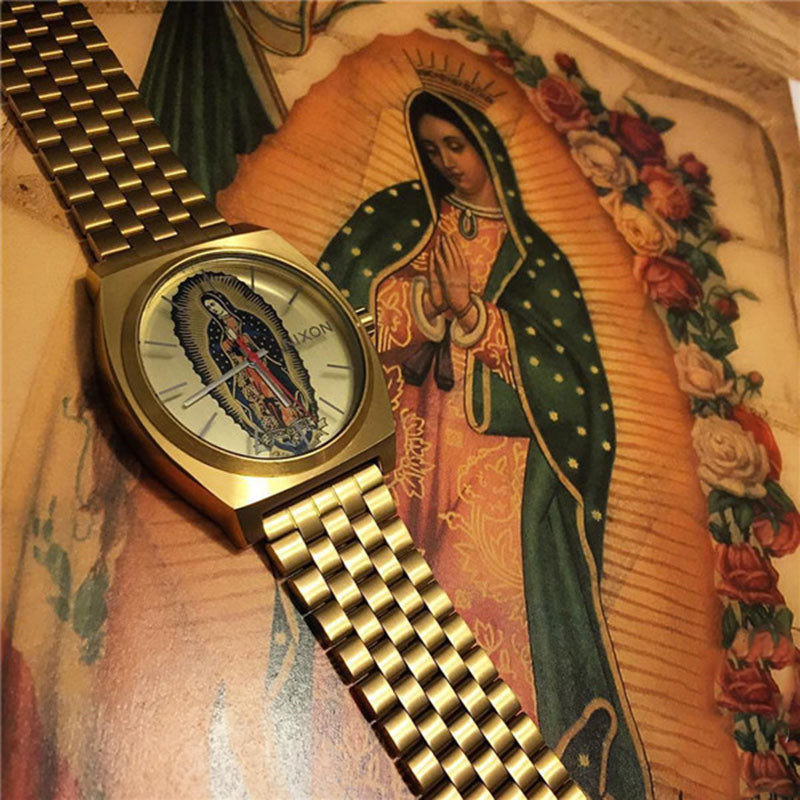 正品尼克松nixon圣母金色时尚基督教创意情侣手表欧美腕表