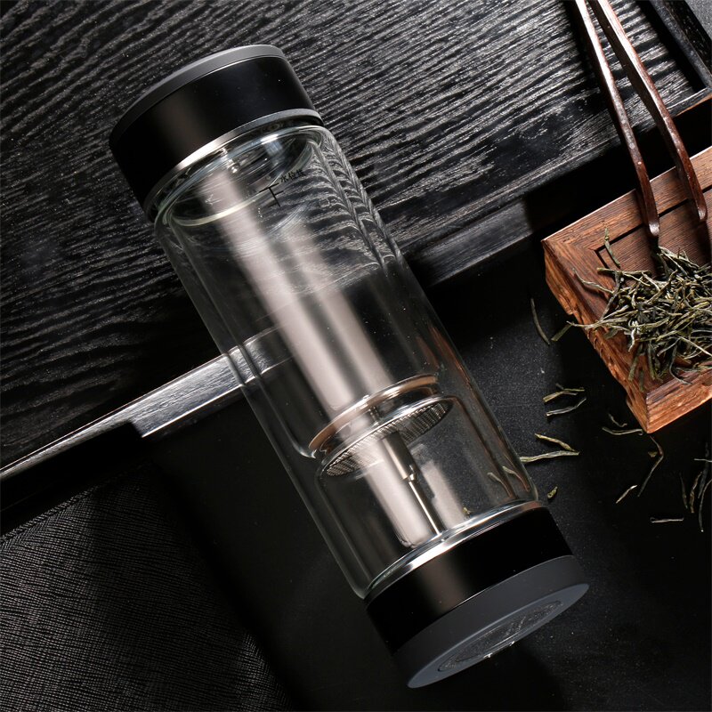 茶水分离泡茶茶杯双层玻璃杯旅行过滤水杯杯子玻璃杯