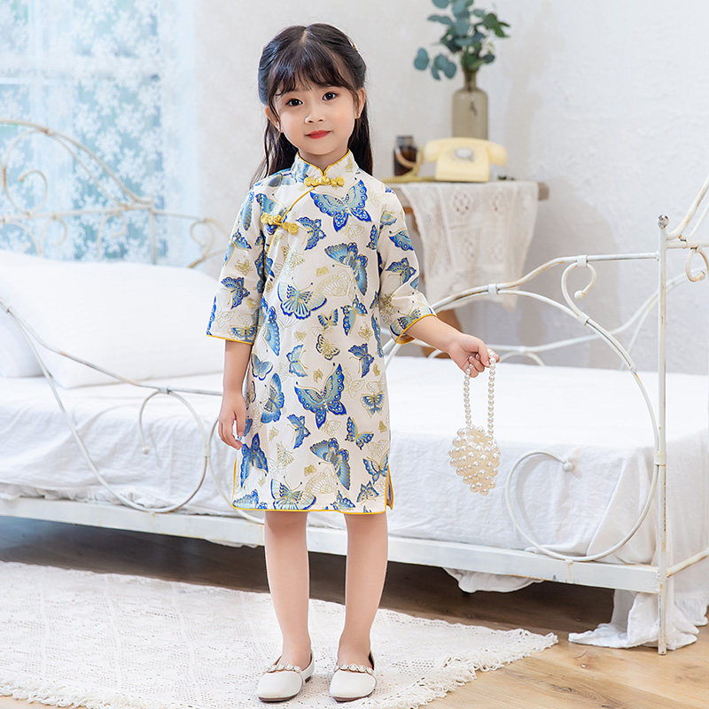 旗袍儿童秋季女童2020新款复古中国国风走秀旗袍