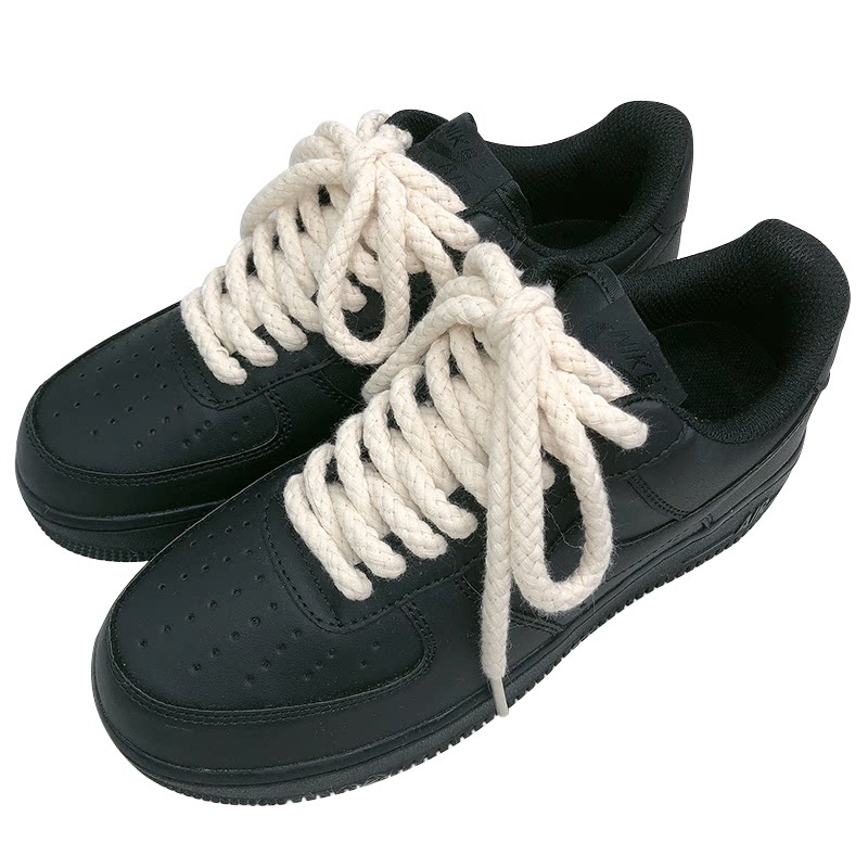 麻绳棉麻空军一号aj1af1腰果黑色白色米色鞋带绳粗鞋带