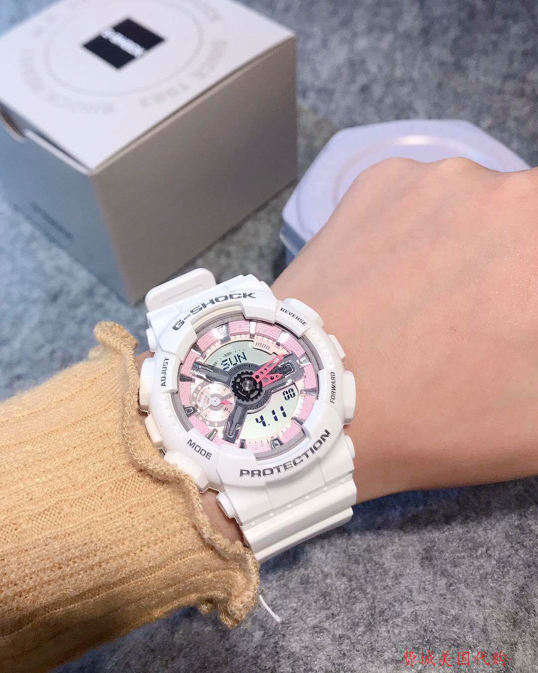 代购卡西欧手表gshock网红少女心樱花粉防水运动日韩腕表