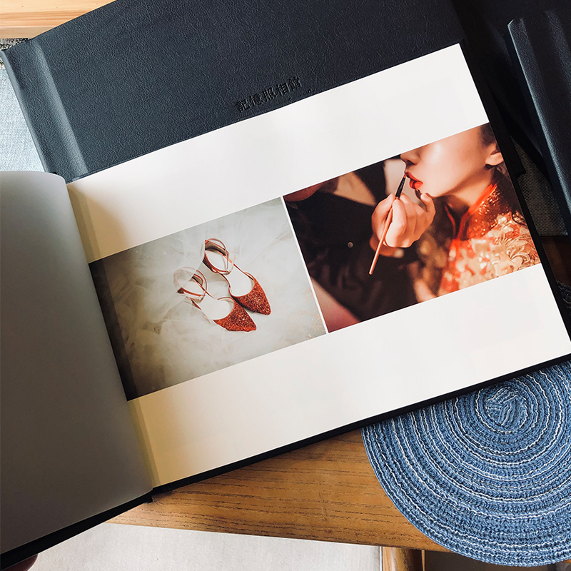 影楼相册婚纱照影集写真纪念册6色艺术纸印刷加厚夹心对裱皮面册