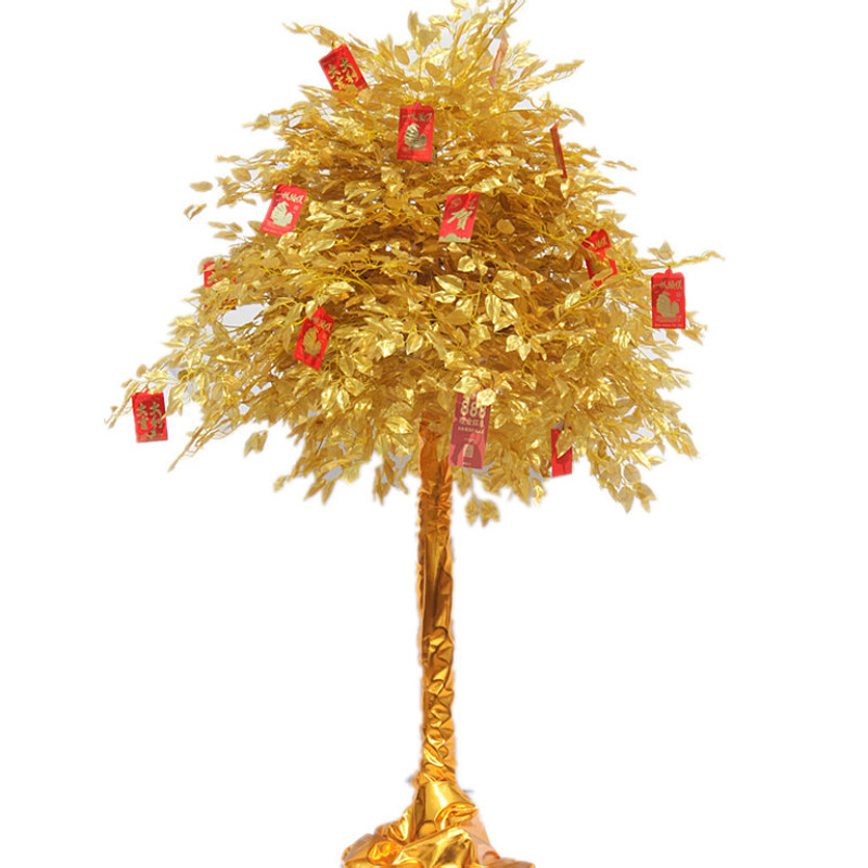 许愿树桃花装饰仿真真金榕树黄金金色摇钱树假树仿真绿植