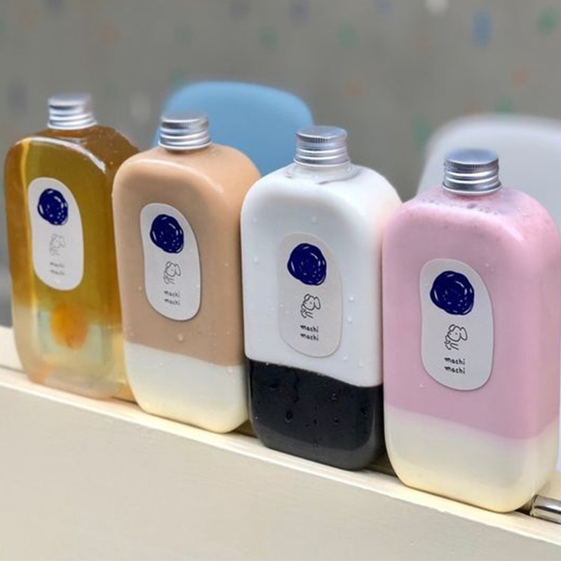 麦吉奶茶瓶machi创意一次性pet网红果汁饮料扁方瓶周杰伦奶茶杯