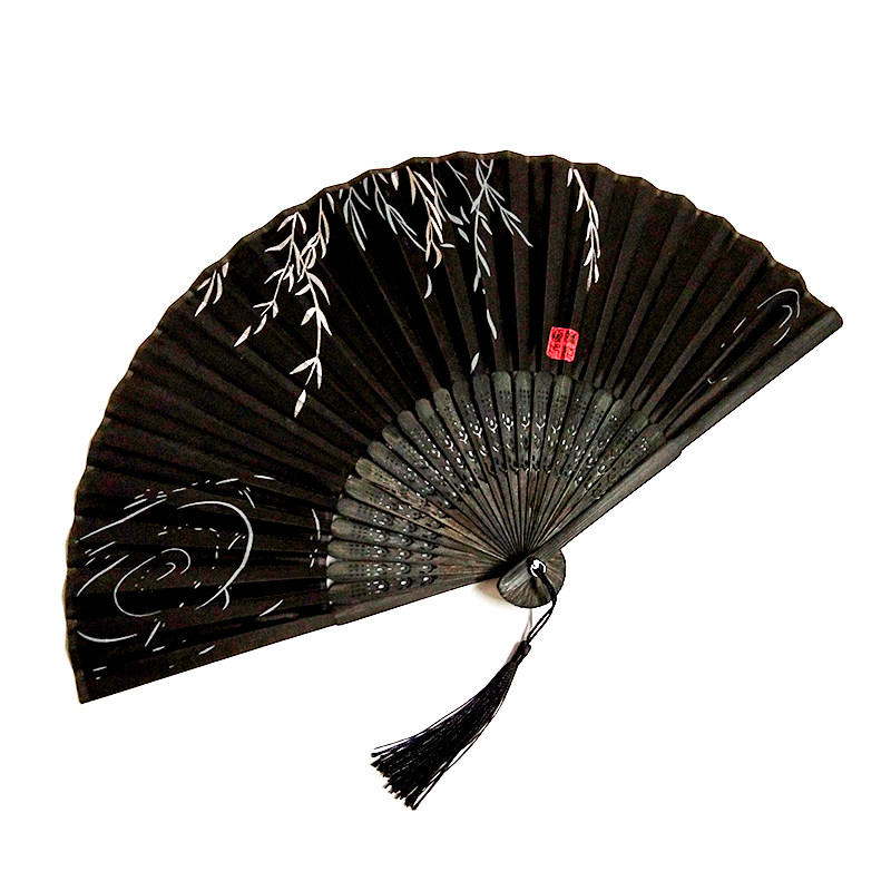 复古古风折扇中国国风女士汉服流苏夏季随身扇子