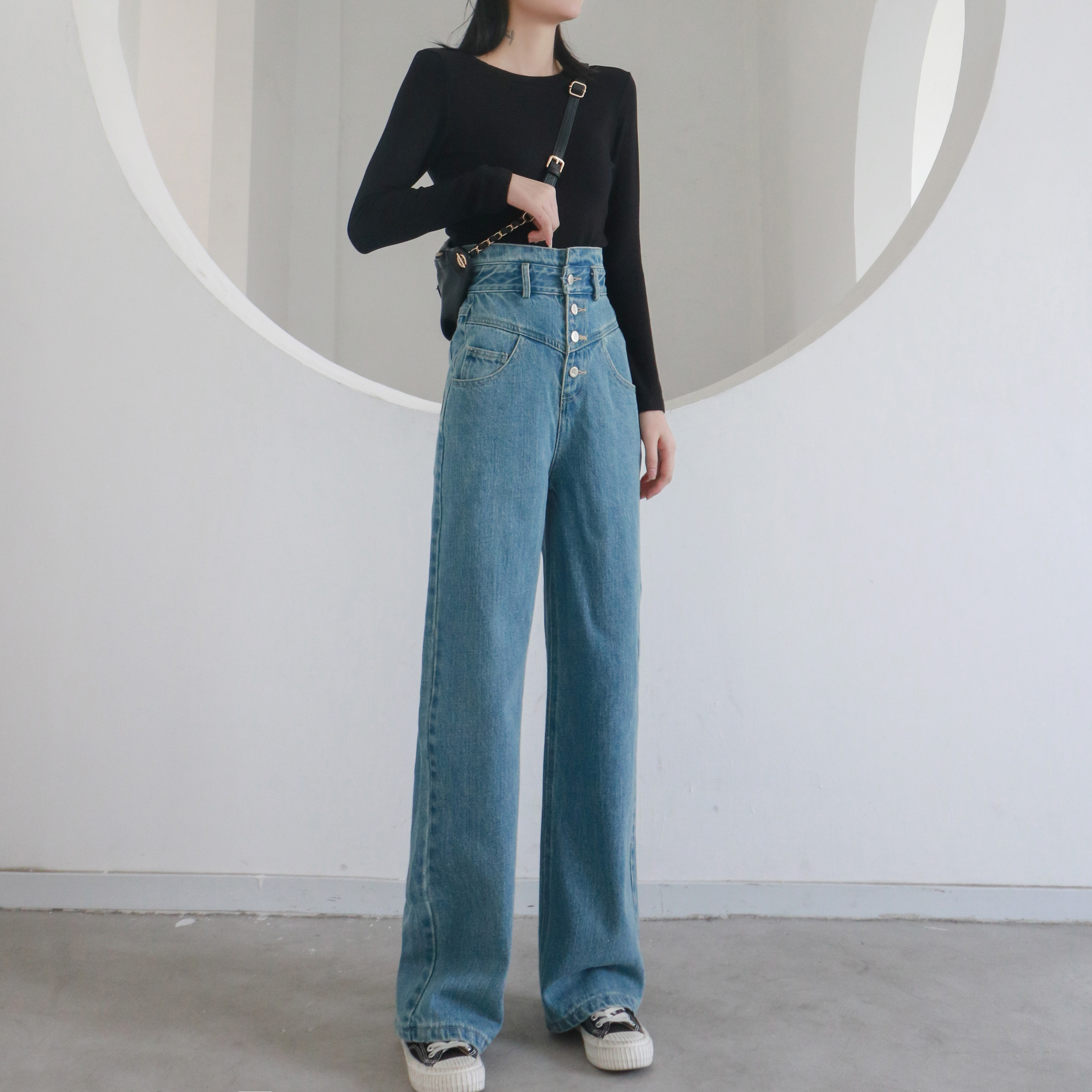 阔腿牛仔裤女休闲春秋冬季2020新款韩版显瘦直筒高腰宽松垂感韩版