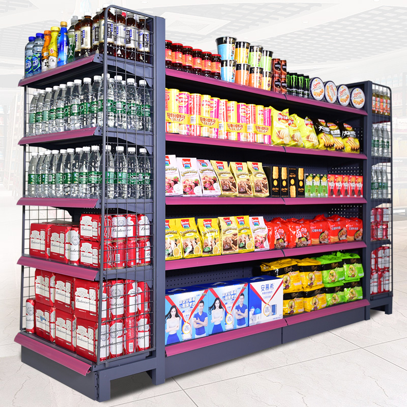 超市货架单面便利店文具洞洞板展示架小卖部多功能零食靠墙中岛柜