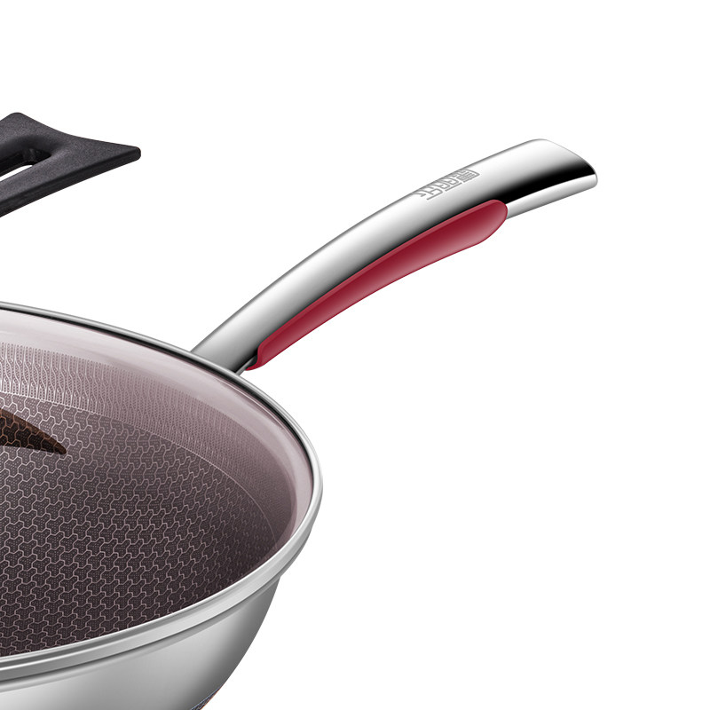 康丽乐316l不锈钢炒锅电磁炉燃气灶适用蜂窝不粘锅涂层炒锅