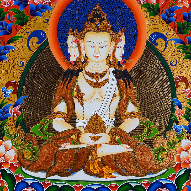 欧斯特大如来佛手绘唐卡装饰画矿物颜料画心居家现代装饰画