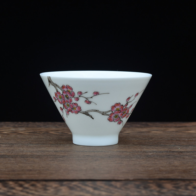 慎德堂款梅花花纹粉彩斗笠功夫功夫茶茶具杯子茶杯