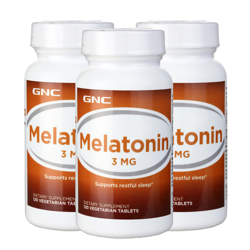 睡眠3瓶健安喜gnc褪黑素片3mg120安心好睡眠提高褪黑素