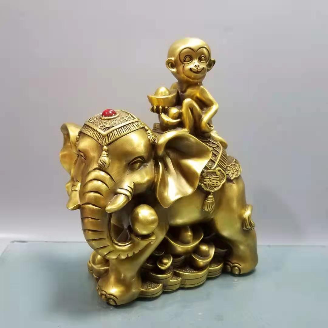 开光纯铜猴封猴拜摆件升官发财金猴招财摆件