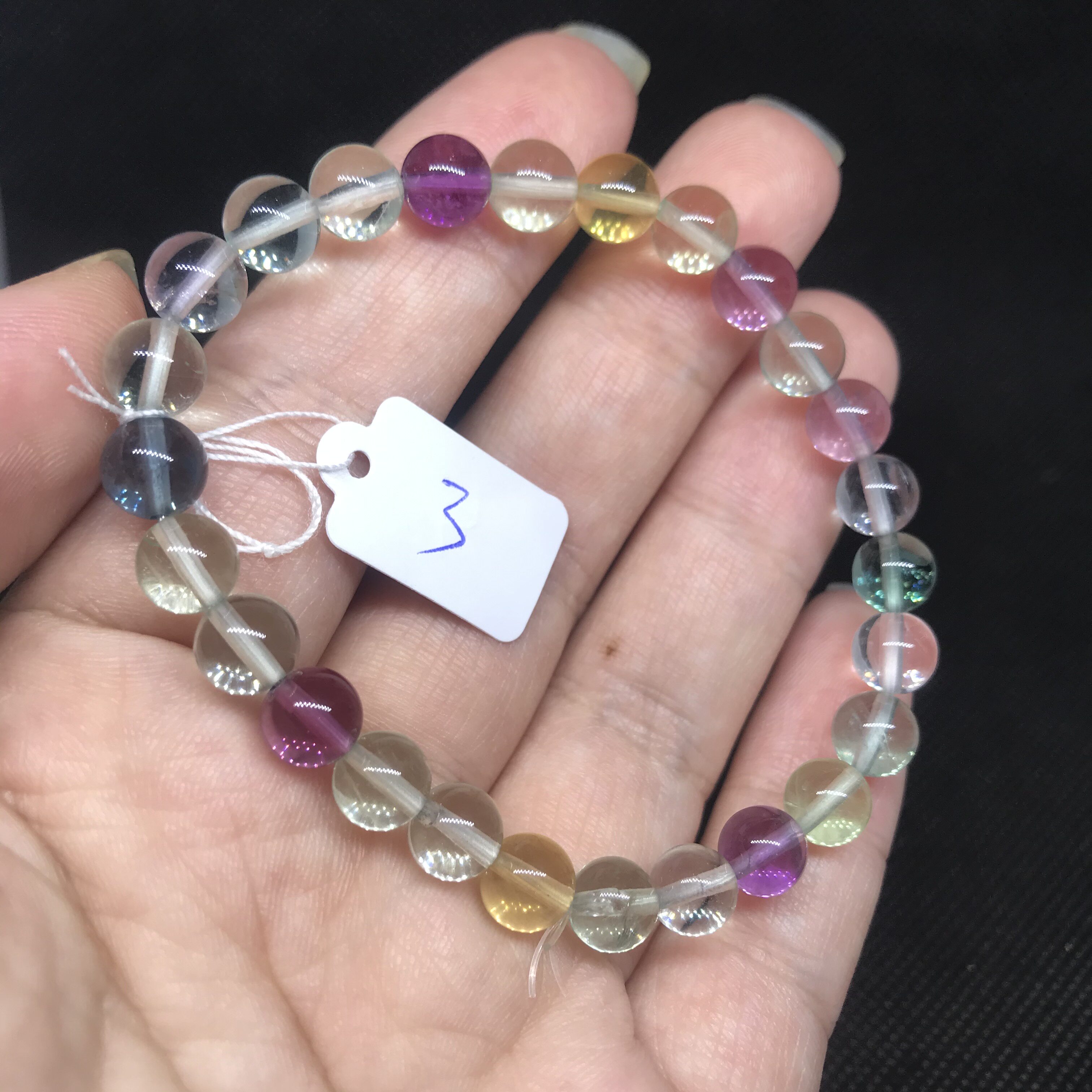 手链天然彩色萤石圆珠单圈毫米左右晶体一物一图手链