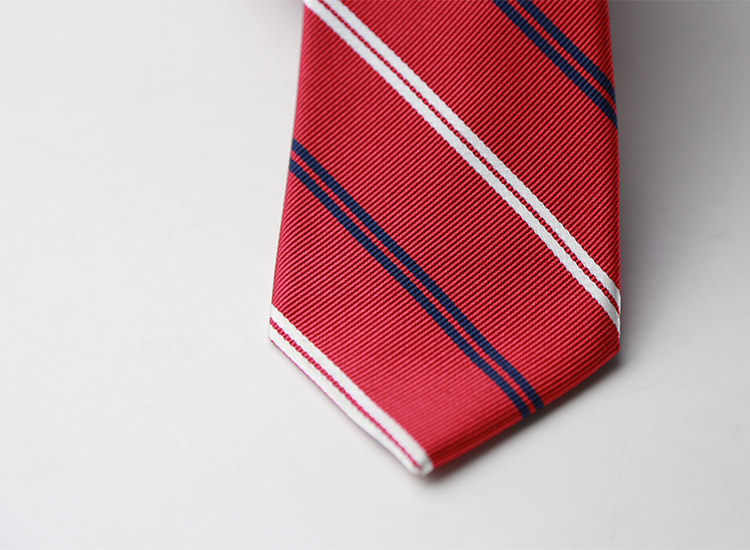 美国大牌外贸原单真丝男窄款商务暗红色条纹领带领带