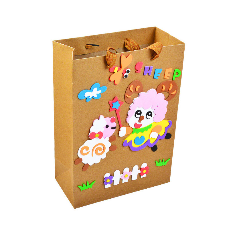 纸袋幼儿园儿童手工牛皮牛皮纸半成品材料包创意创意手工创意粘贴类