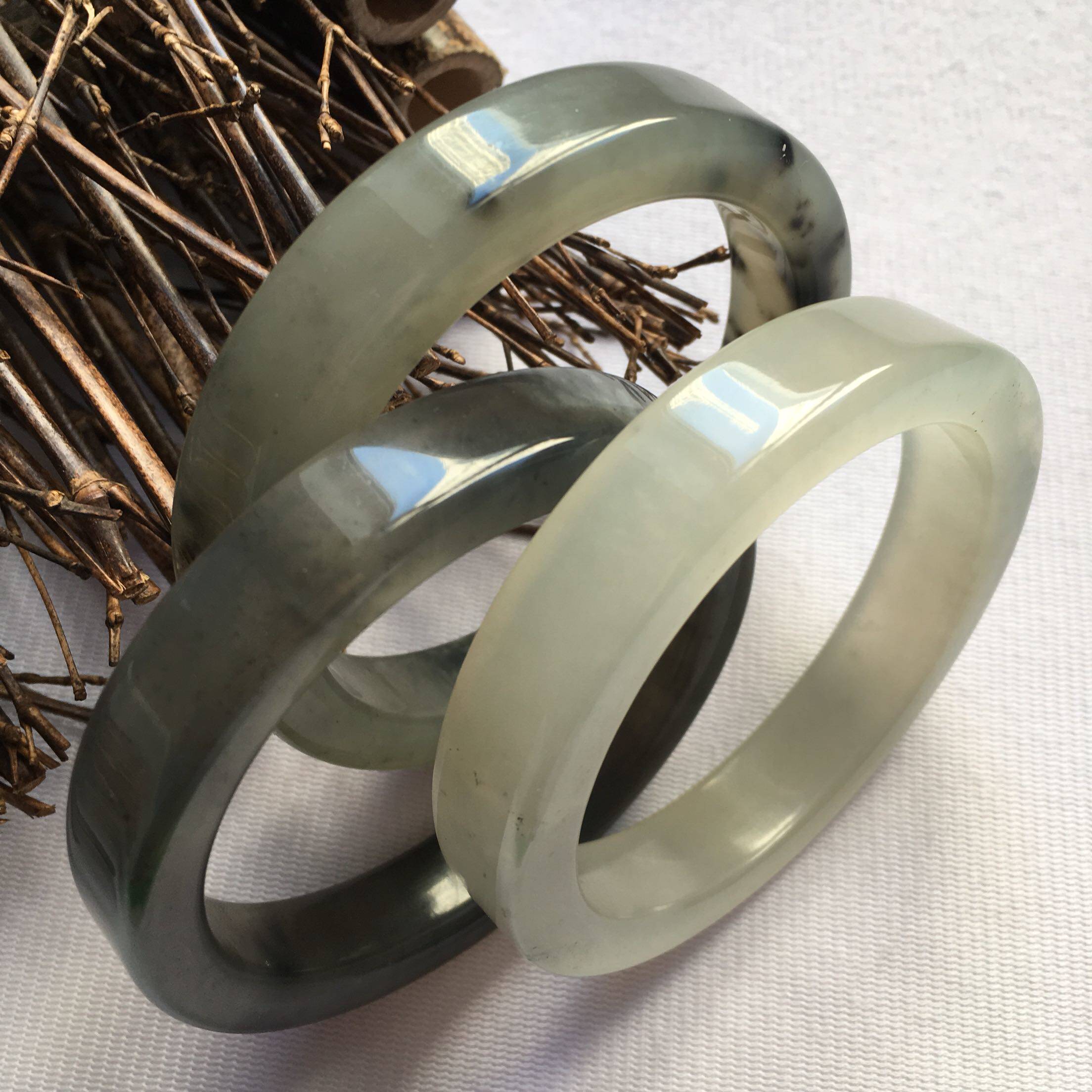 韩版手镯天然正品岫玉水墨飘花方镯岫岩水墨丹青手镯