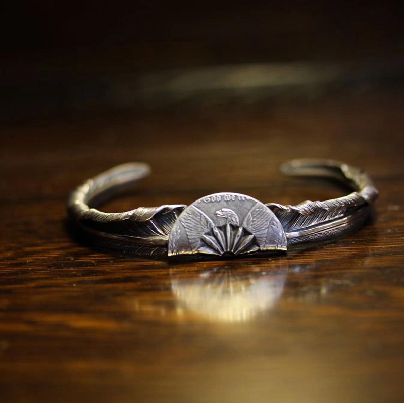 日本正品代理horizonblue银饰摩根加装烟熏手镯手镯