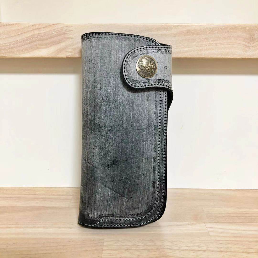 日本redmoon红月prcw02bdz马缰皮牛皮无绳男士机车长钱包钱包