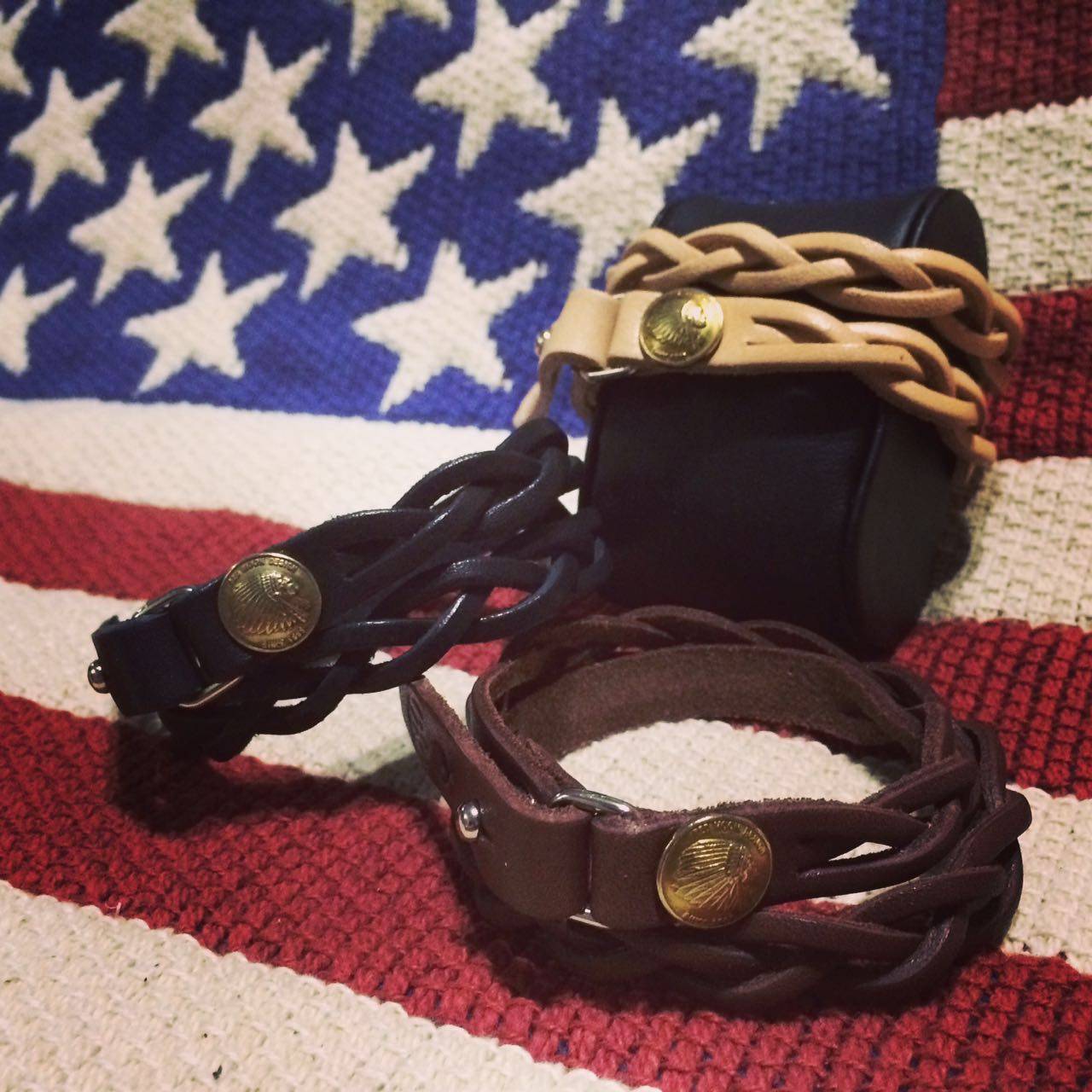 日本直邮redmoon红月真皮牛皮美式复古休闲时尚男女手链