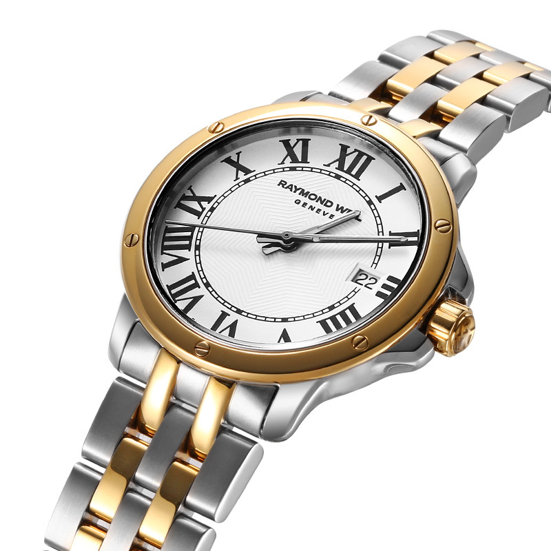 蕾蒙威raymondweil探戈系列pvd间金日历白盘瑞士瑞士腕表