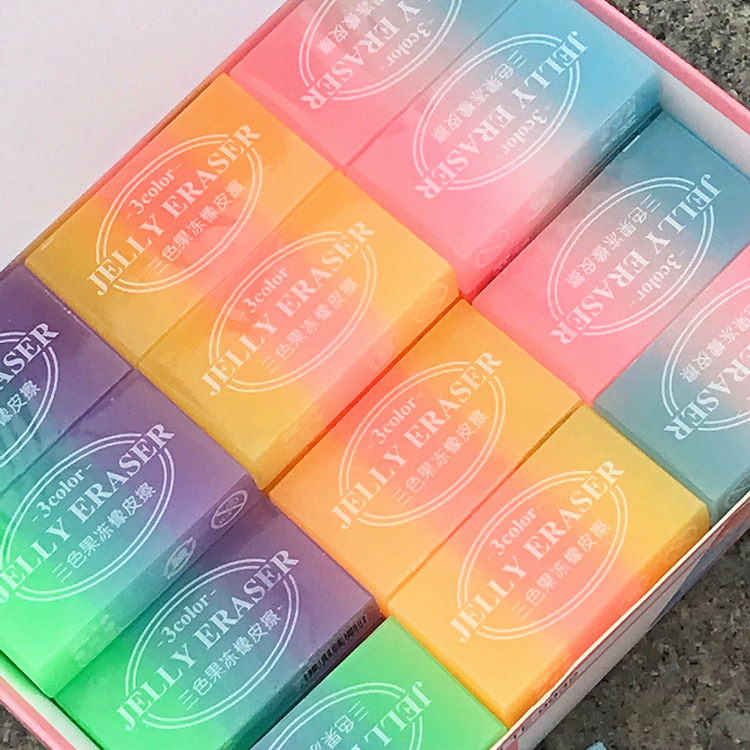 橡皮擦学习用品新款三色果冻立体水晶9932儿童橡皮