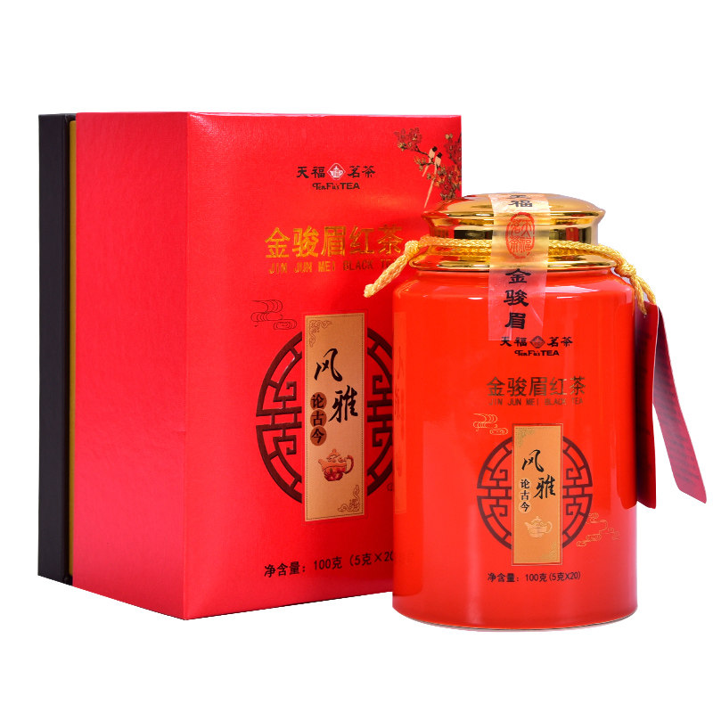 天福茗茶 金骏眉红茶茶叶 武夷山小叶种红茶风雅论古今礼盒