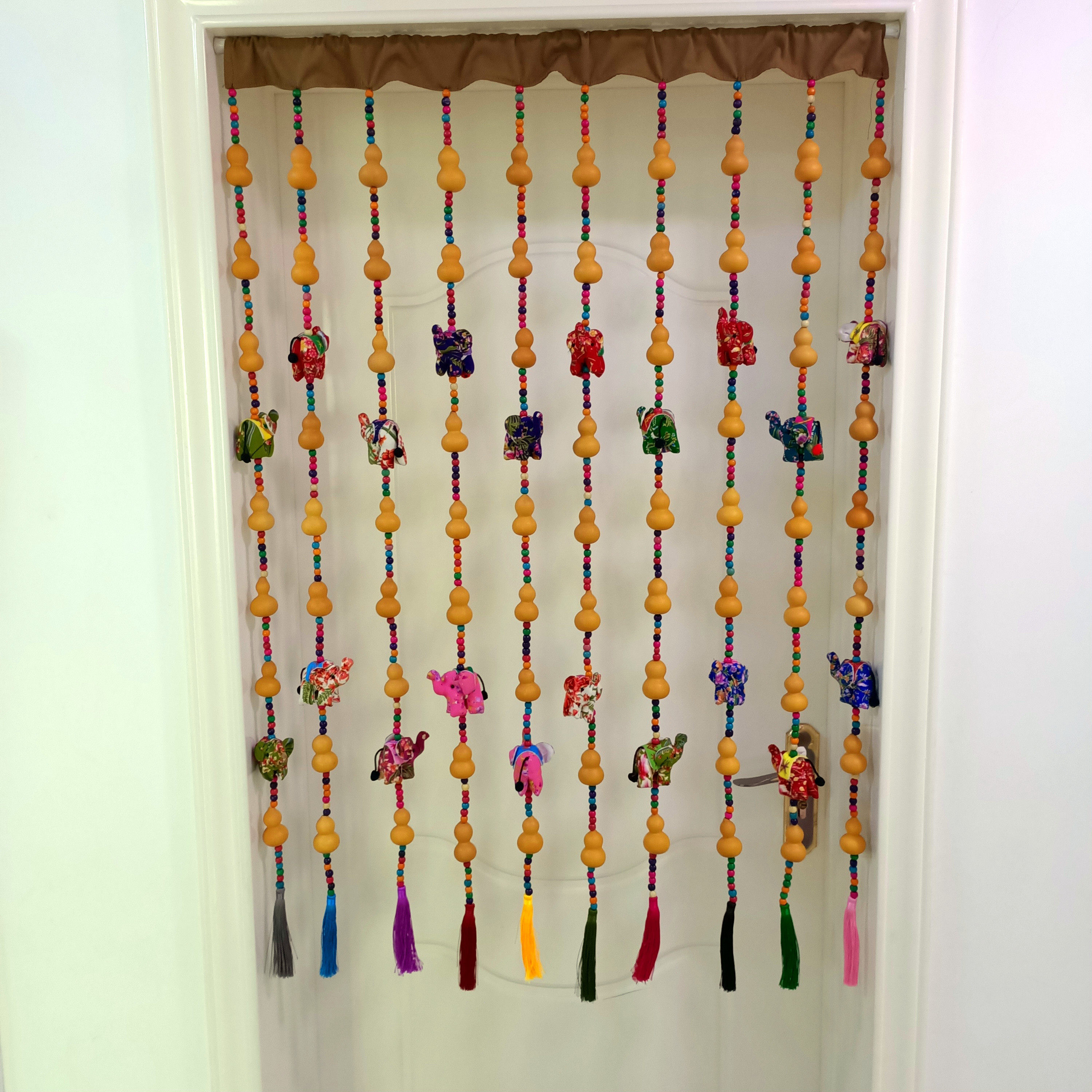 大象门帘原创泰国手工葫芦风水水帘隔断玄关门帘