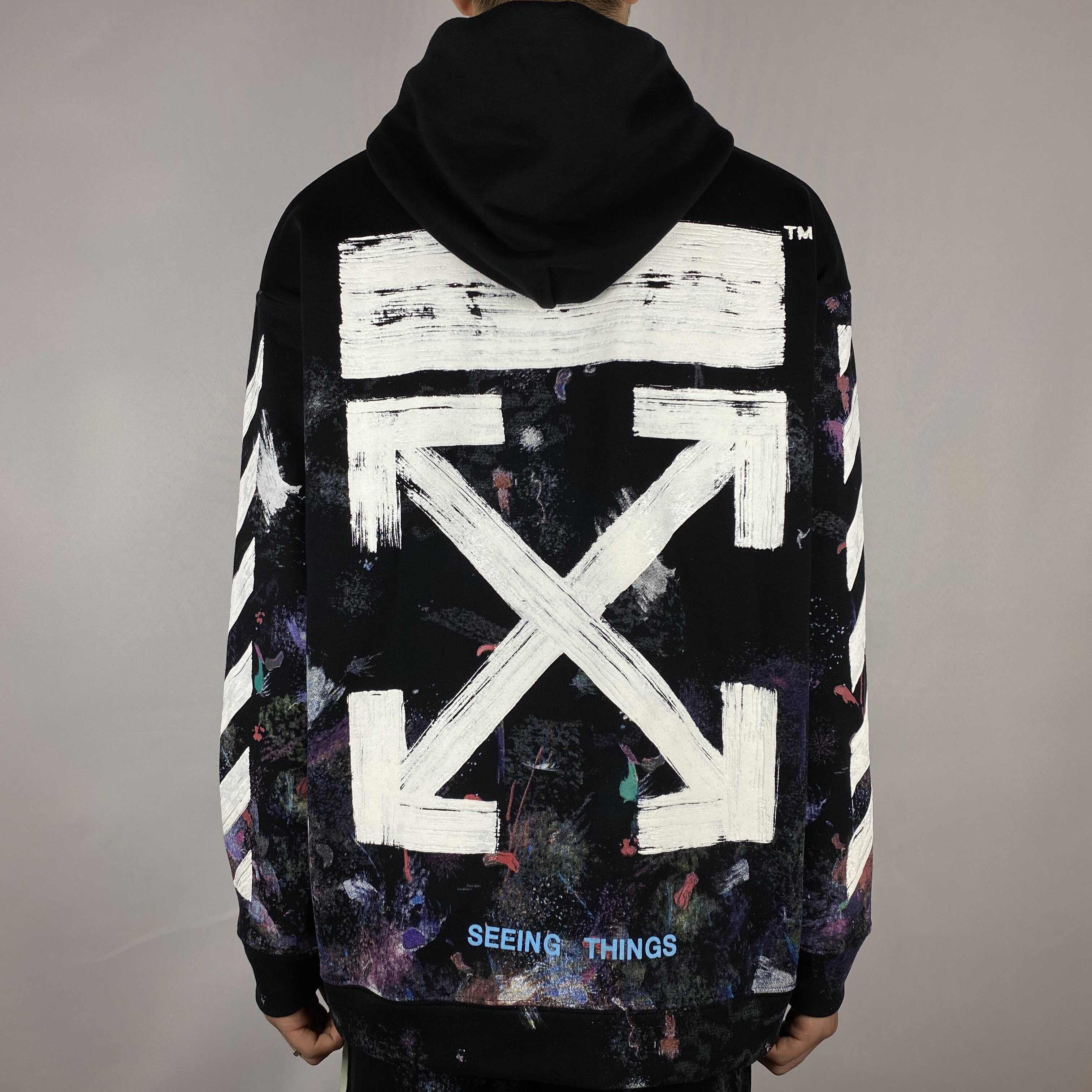 ow烟花连帽卫衣offyfakelwhite星空泼墨帽衫卫衣