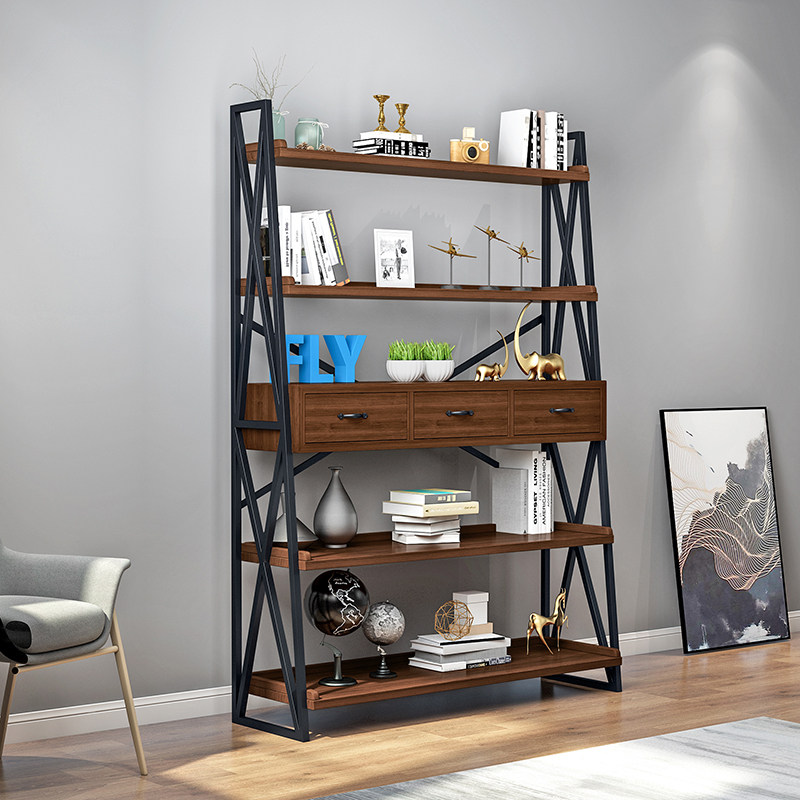 梯形置物架实木抽屉式书架客厅阶梯式陈列架卧室收纳架落地展示架