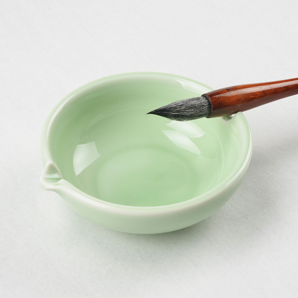 多功能墨池墨碗 青釉陶瓷墨碟学生装墨盒笔洗 可回墨砚池文房四宝