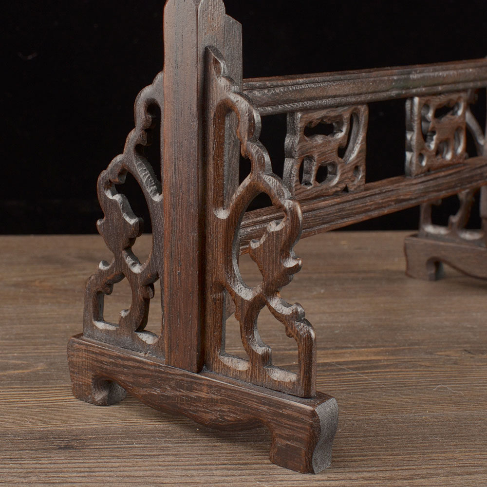 鸡翅木毛笔挂龙头红木笔架 手工木雕笔搁 12挂笔架实木挂毛笔笔架