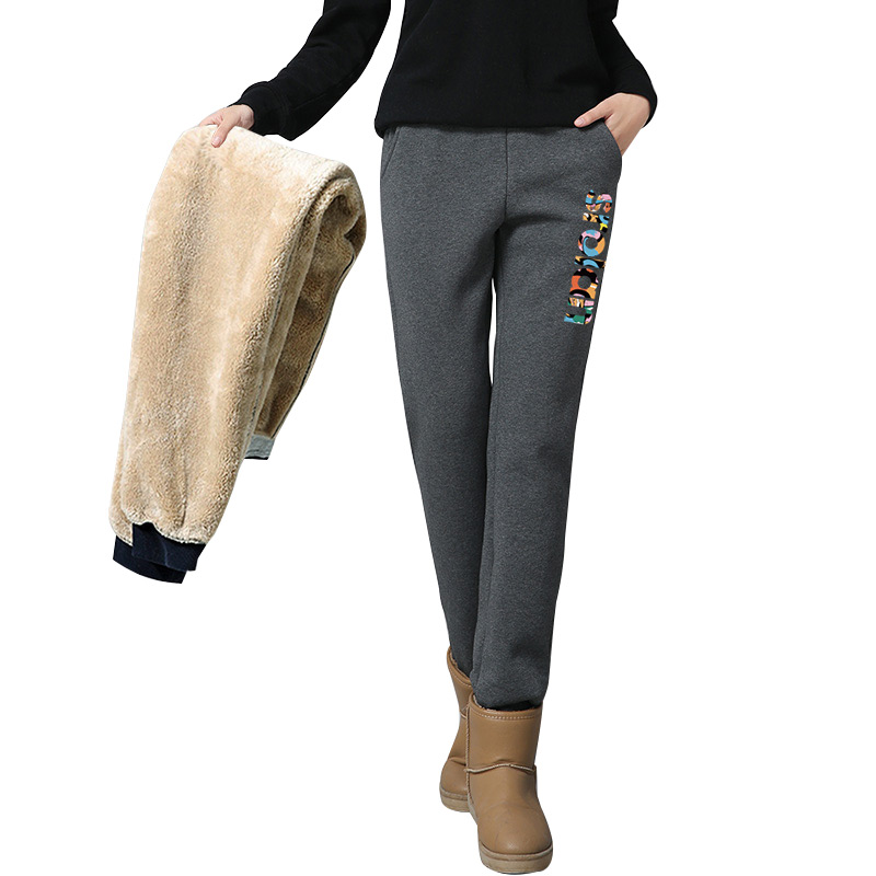 运动裤女加绒加厚秋冬裤子宽松休闲冬季羊羔绒卫裤女外穿女裤棉裤
