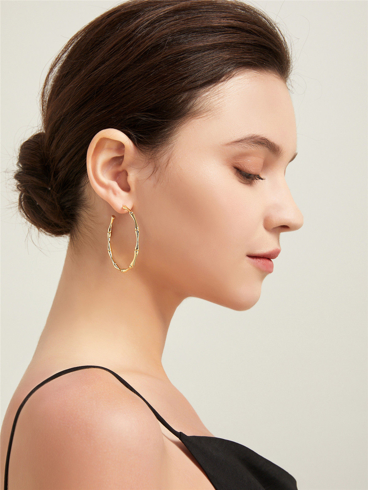 uniquelady金色竹节大圆圆圈圈耳环韩国气质长圆耳环