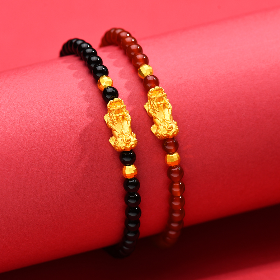 手链黄金貔貅一对情侣原创设计足金情人节礼物手链