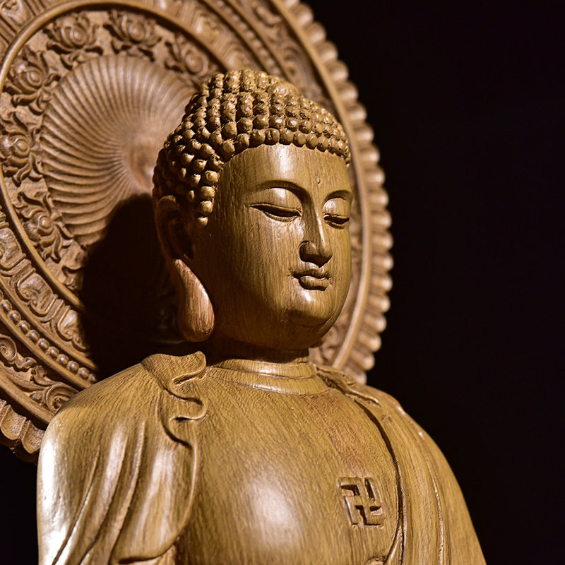 晴翠园印尼沉香香木释迦摩尼摆件整料木雕佛像木雕