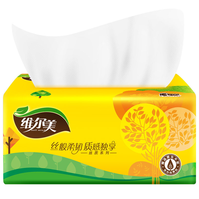 维尔美原木抽纸餐巾纸24包家庭整箱卫生纸家用实惠抽纸