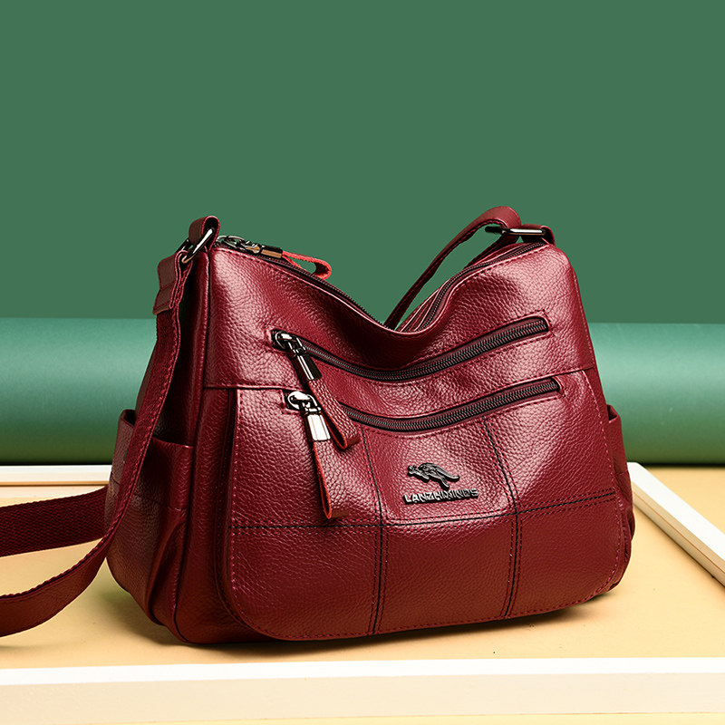 袋鼠正品2021新款中老年真皮女包软皮大容量女士女士包袋