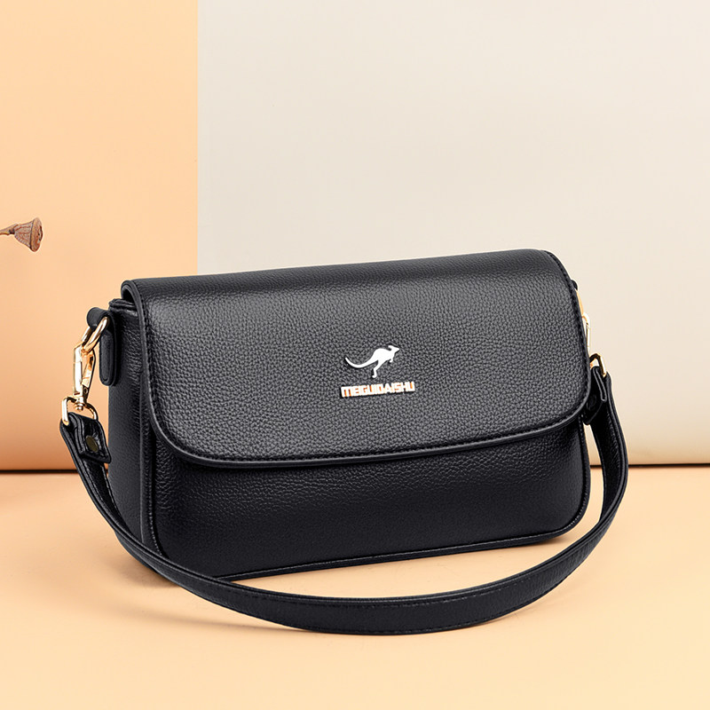 袋鼠包简约包包小包斜挎百搭简约中老年妈妈真皮通用款女包