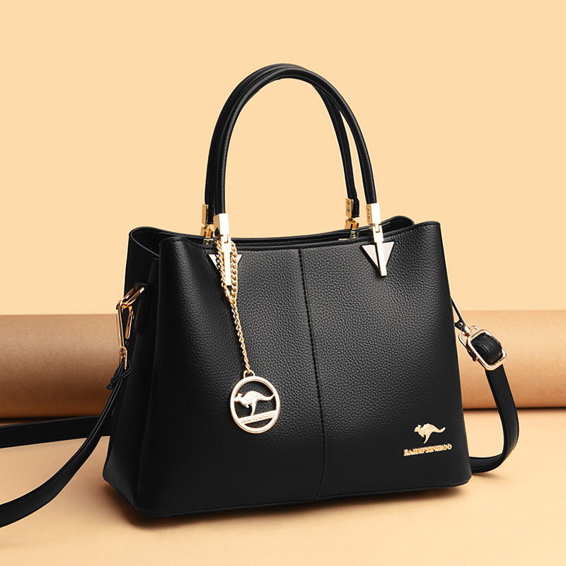 袋鼠包牛皮斜挎手提牛皮妈妈女士中年大气时尚通用款女包