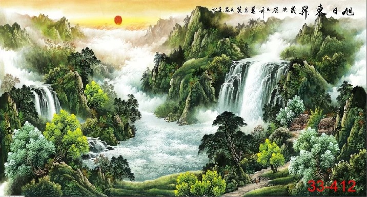 国画山水画招财风水聚宝盆字画客厅办公室中式装饰画国画