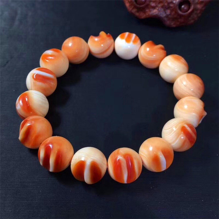 贝壳男款带血粒粒手链巨型珠满手串宝螺万宝螺手链