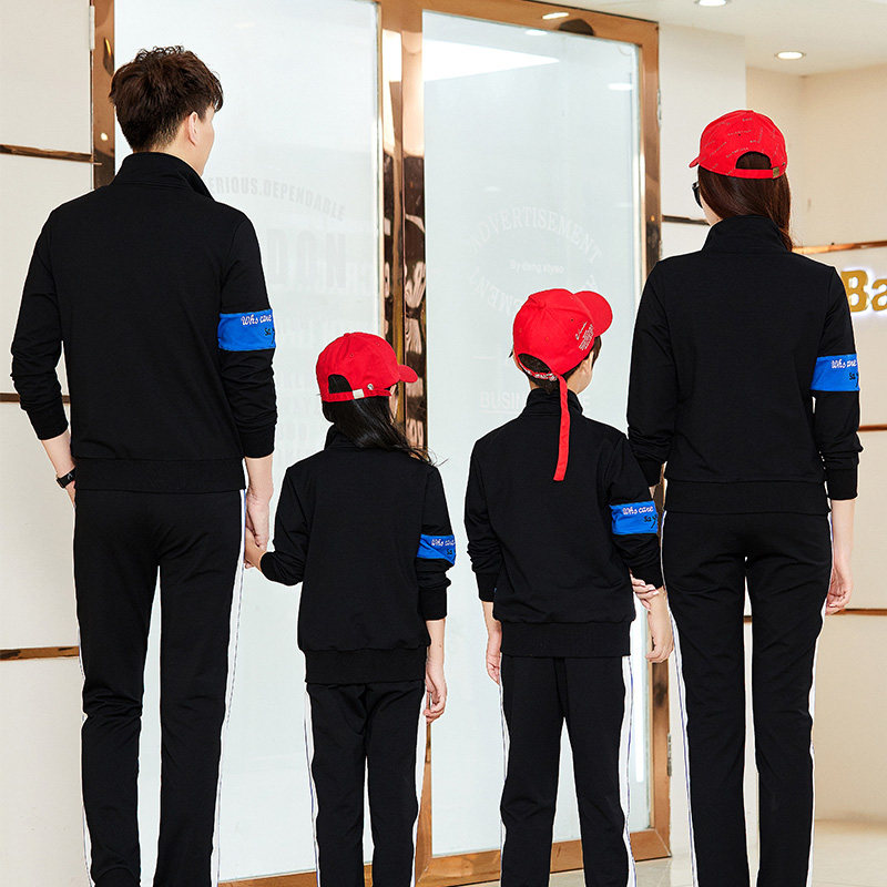 高端三口运动家庭四口一家亲子装母女母子全家亲子装