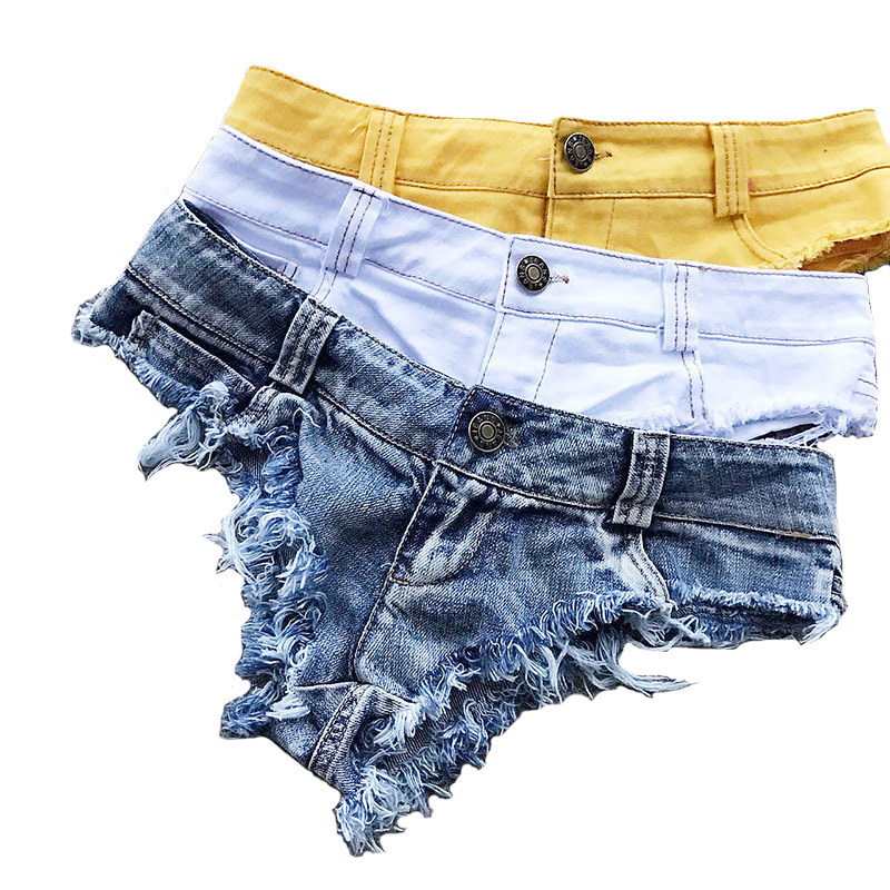 2022新酒吧钢管舞牛仔丁字裤外穿表演三角热裤沙滩性感超短裤女潮