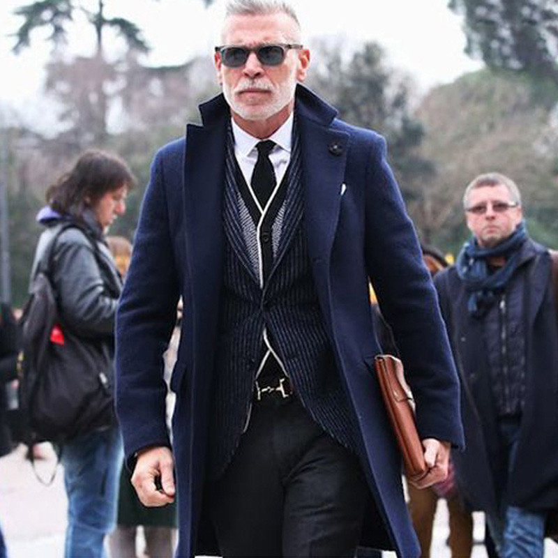 男士羊毛呢子大衣明星同款羊绒外套冬季新款修身长款加厚毛呢风衣