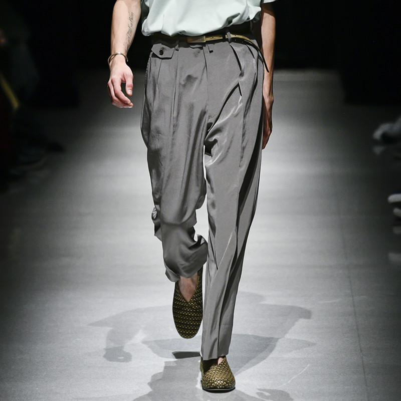 男士长裤休闲裤宽松2022春季新款日系秀场潮牌中腰简约裤子